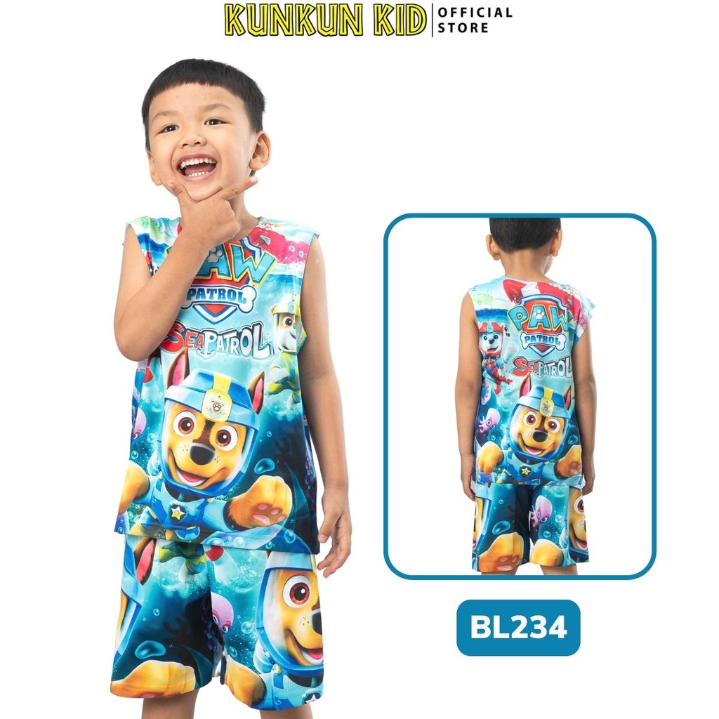 Quần áo bé trai Kunkun Kid BL234 thiết kế ba lỗ in hình Tuần Tra Biển chất Thun lạnh size đại từ 10-60kg