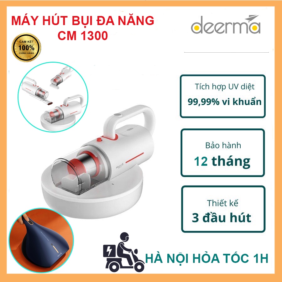 Máy hút bụi giường nệm diệt khuẩn UV Deerma CM1300 - Máy hút bụi sofa, chăn, gối lực hút mạnh mẽ 12000pa, công suất 350W