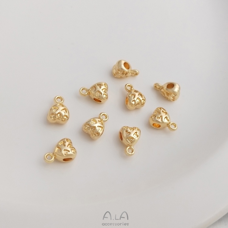 Vòng Tay Đồng 14K Đính Hạt Hình Trái Tim Nhiều Màu Sắc Dùng Làm Trang Sức Thủ Công diy