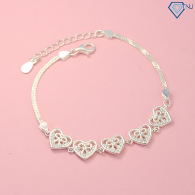 Lắc tay nữ bạc thật hình trái tim LTN0196 Trang Sức TNJ