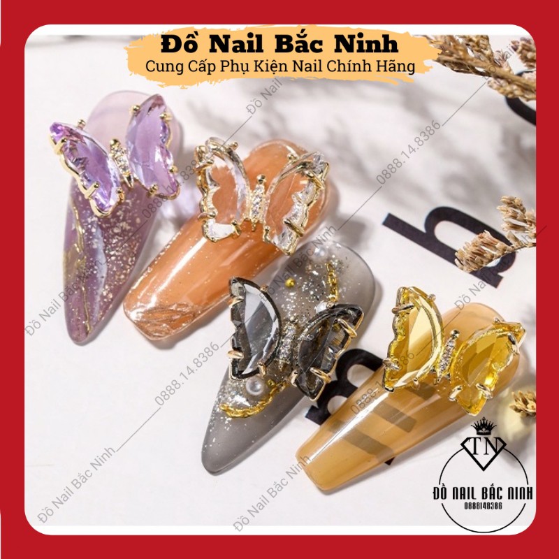 Charm Nail Bướm Đá Pha Lê Cao Cấp Trang Trí Móng Siêu Xinh