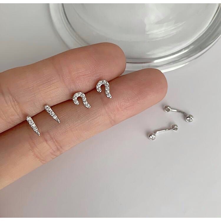 Khuyên Tai Bạc CaoBac Jewellery Cho Nữ Nụ Hình Chấm Than Hỏi Chấm