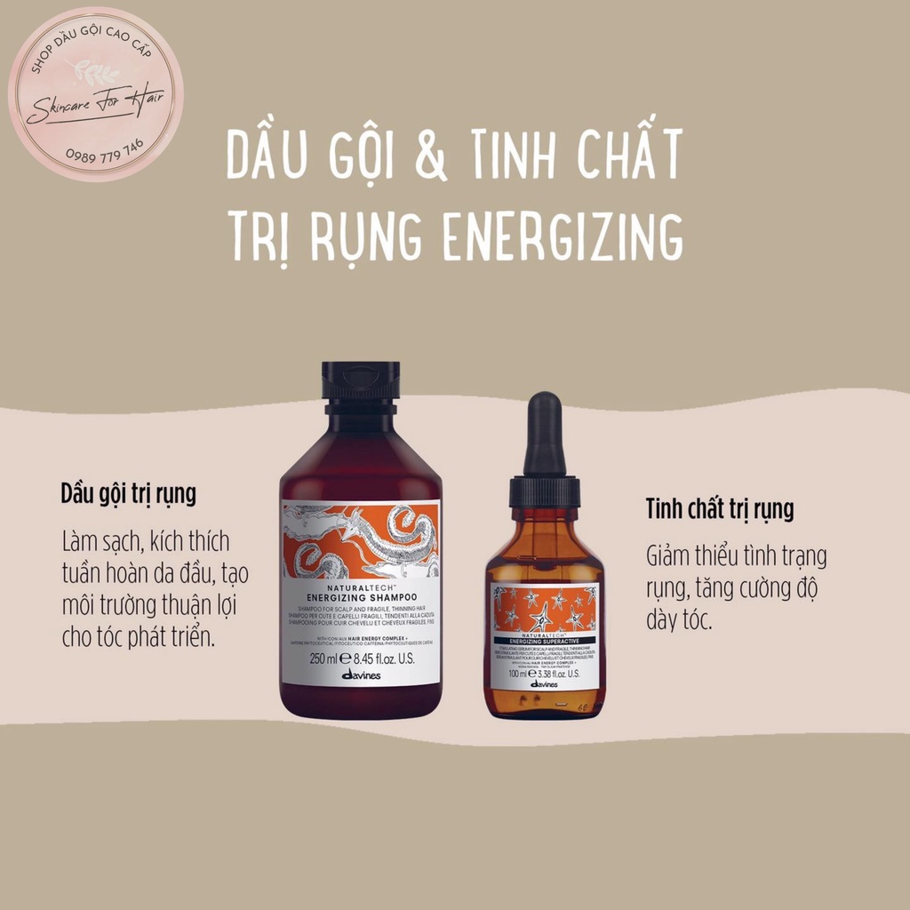 Dầu gội Davines Energizing. dung tích 250ml dành cho tóc mỏng, thưa, rụng