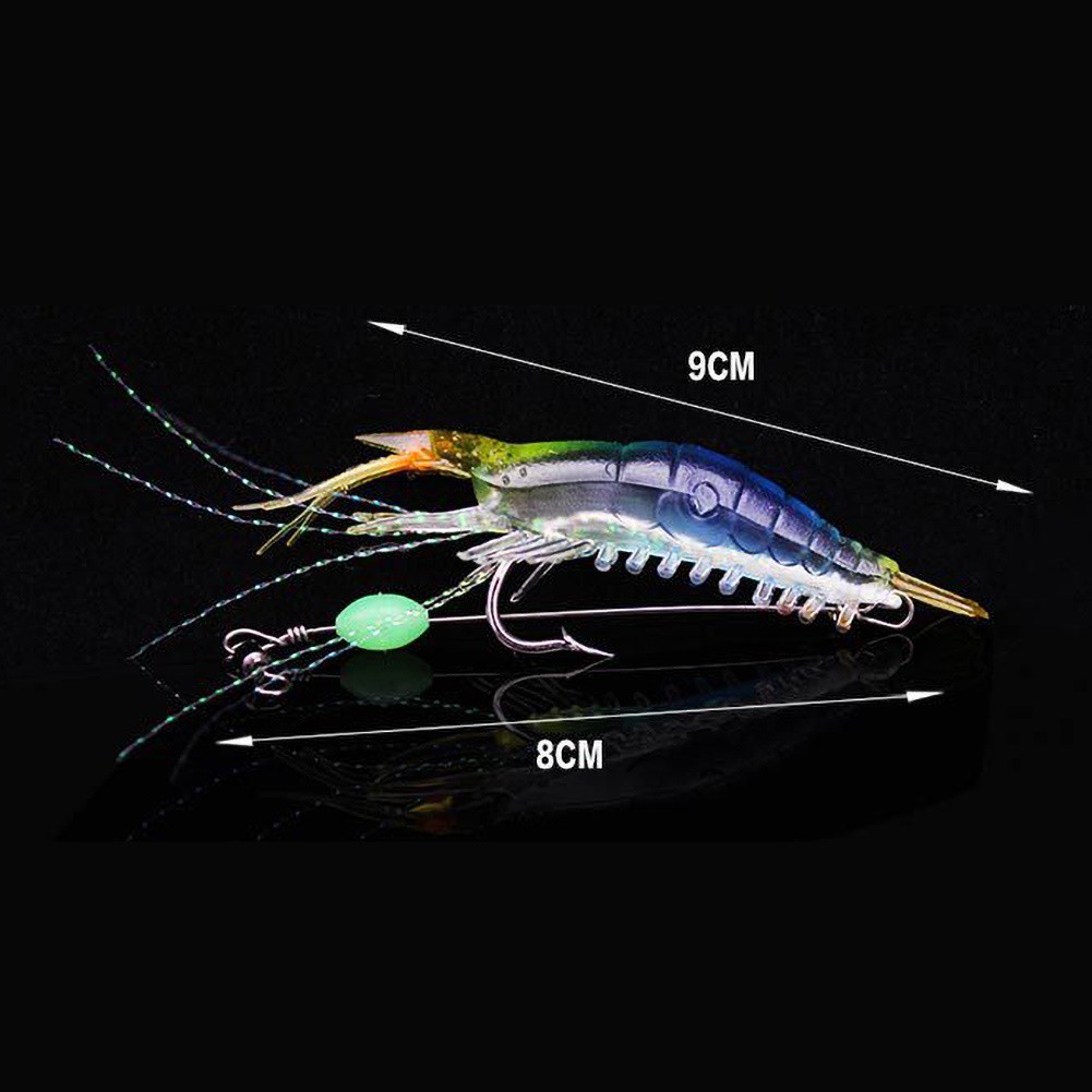 ❖Phụ Kiện Chuyên Dụng Dành Cho YJ YJ❖5 Mồi Tôm Giả Câu Cá Bằng Silicone Mềm Phát Sáng 9cm