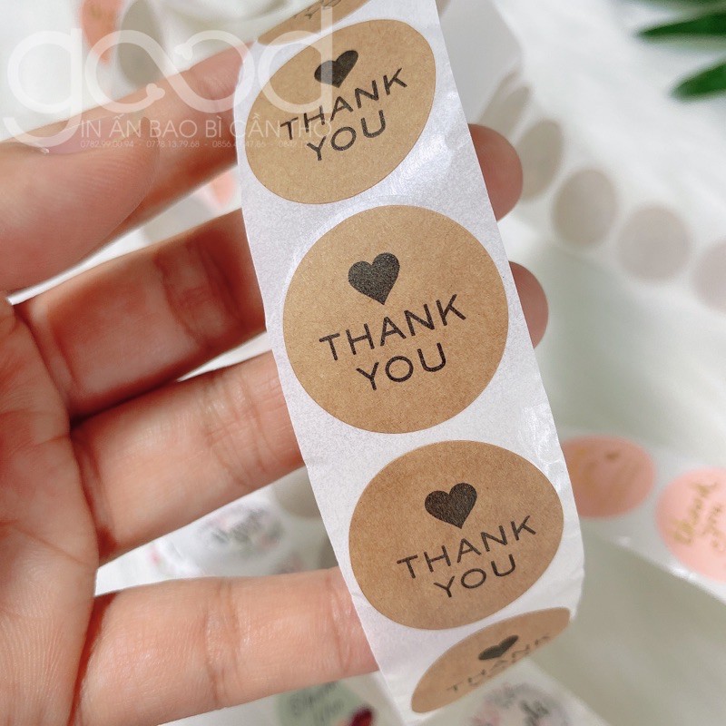 10 Tem Thank you nhỏ đường kính 2.5 cm hoạ tiết ngẫu nhiên