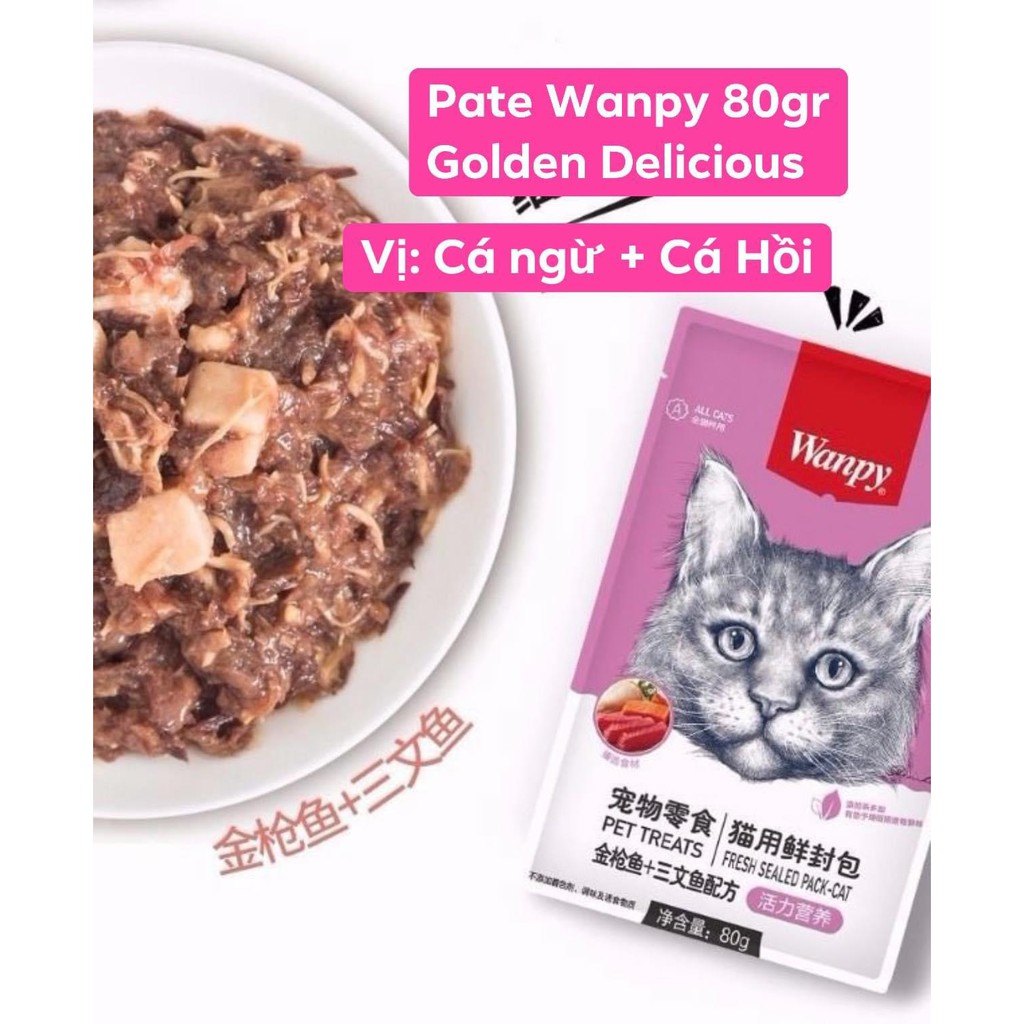 Pate Thịt Hộp Cho Mèo Wanpy Túi 80Gr - Thương Hiệu Lớn - Hương Vị Mèo Yêu Thích - Giá Dễ Chịu