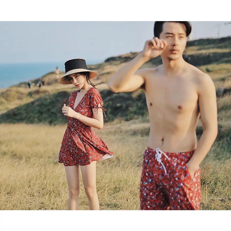 Bikini cặp đôi hoa nhí đỏ trơn | BigBuy360 - bigbuy360.vn