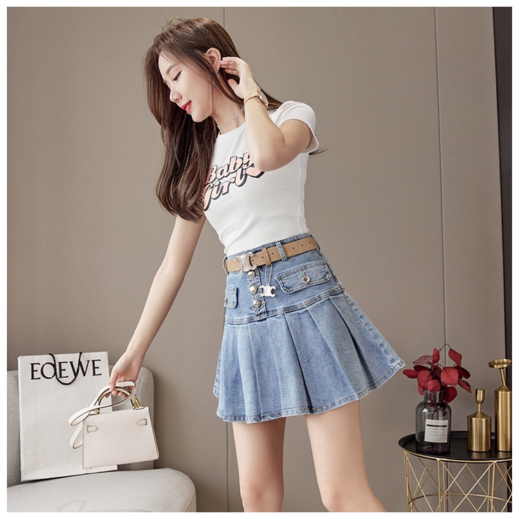 Chân váy nữ, chân váy jeans xếp ly size S M L SKUCV-18A