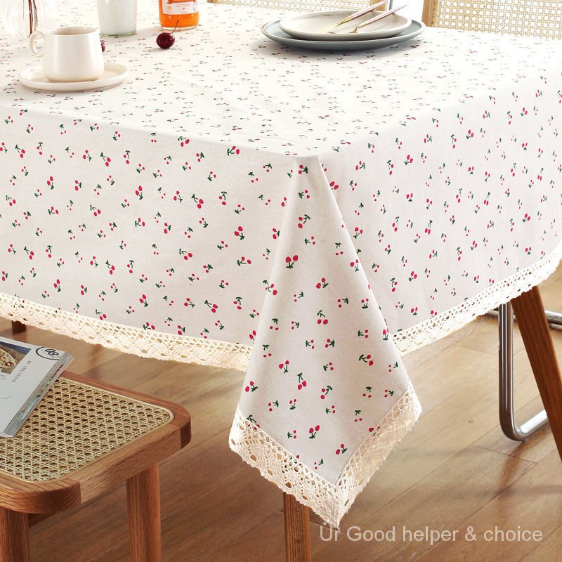 Khăn trải bàn hình vuông bằng vải cotton lanh phối ren tua rua đơn giản cho học sinh 24h