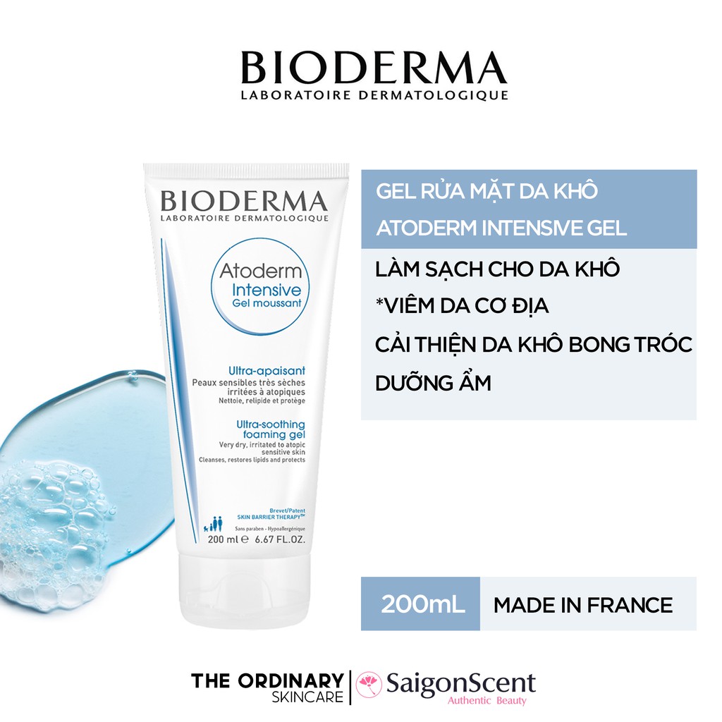 Gel rửa mặt da khô Bioderma - Atoderm Intensive Gel Moussant ( 200mL )