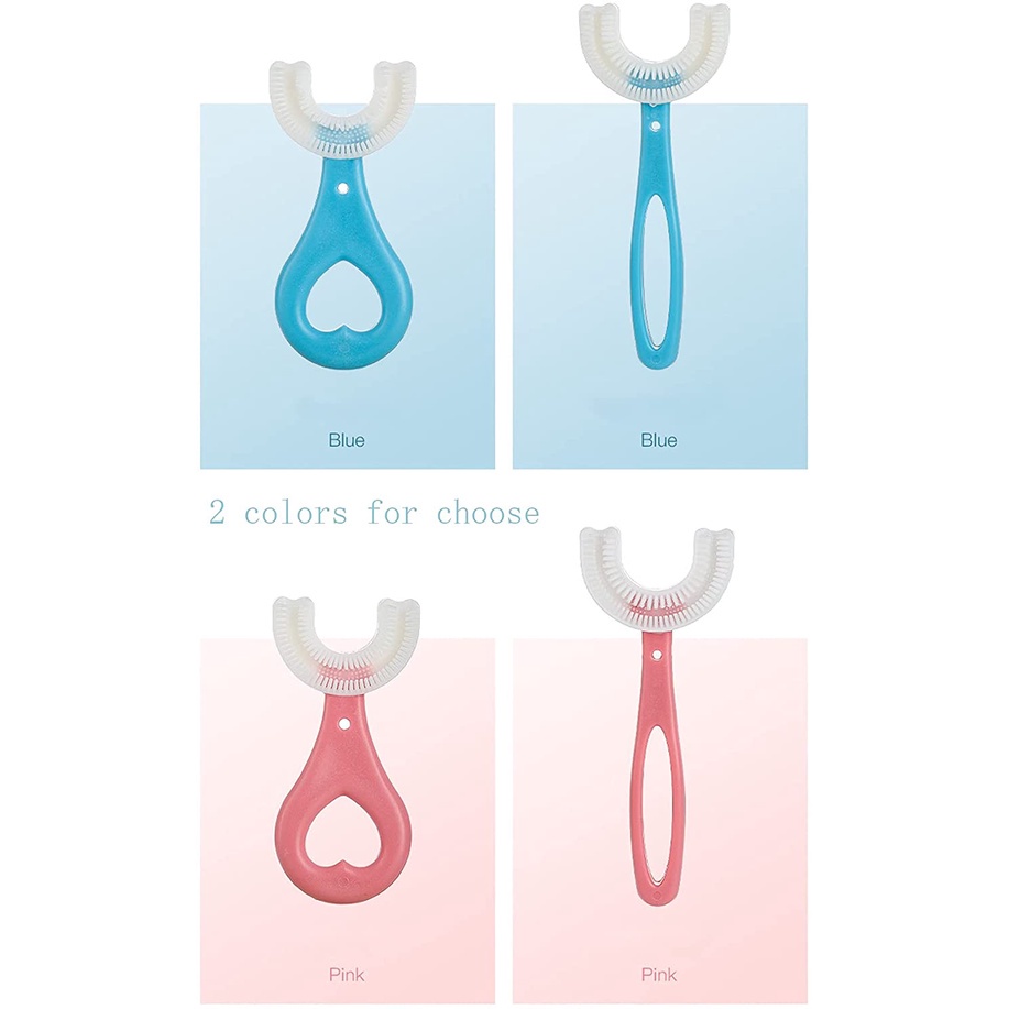 Bàn Chải Đánh Răng Mềm Mại Hình Chữ U Xoay 360 Độ Cho Bé 2-6 - 12 Tuổi