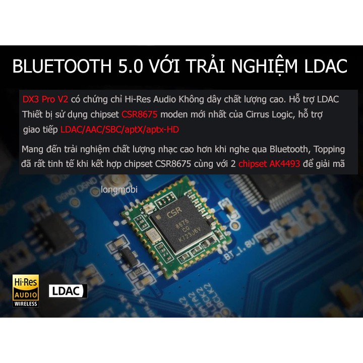 Topping DX3 Pro V2 Ldac Bộ Giải Mã Âm Thanh DSD512 PCM 768khz 32bit Bluetooth 5.0 Tặng Dây Quang EMK