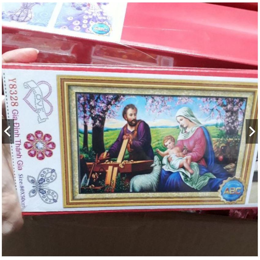 Tranh thêu, tranh đính đá gia đình thánh gia  -  - Y8328, Y8329, Mn0176, Mn0177, LV601