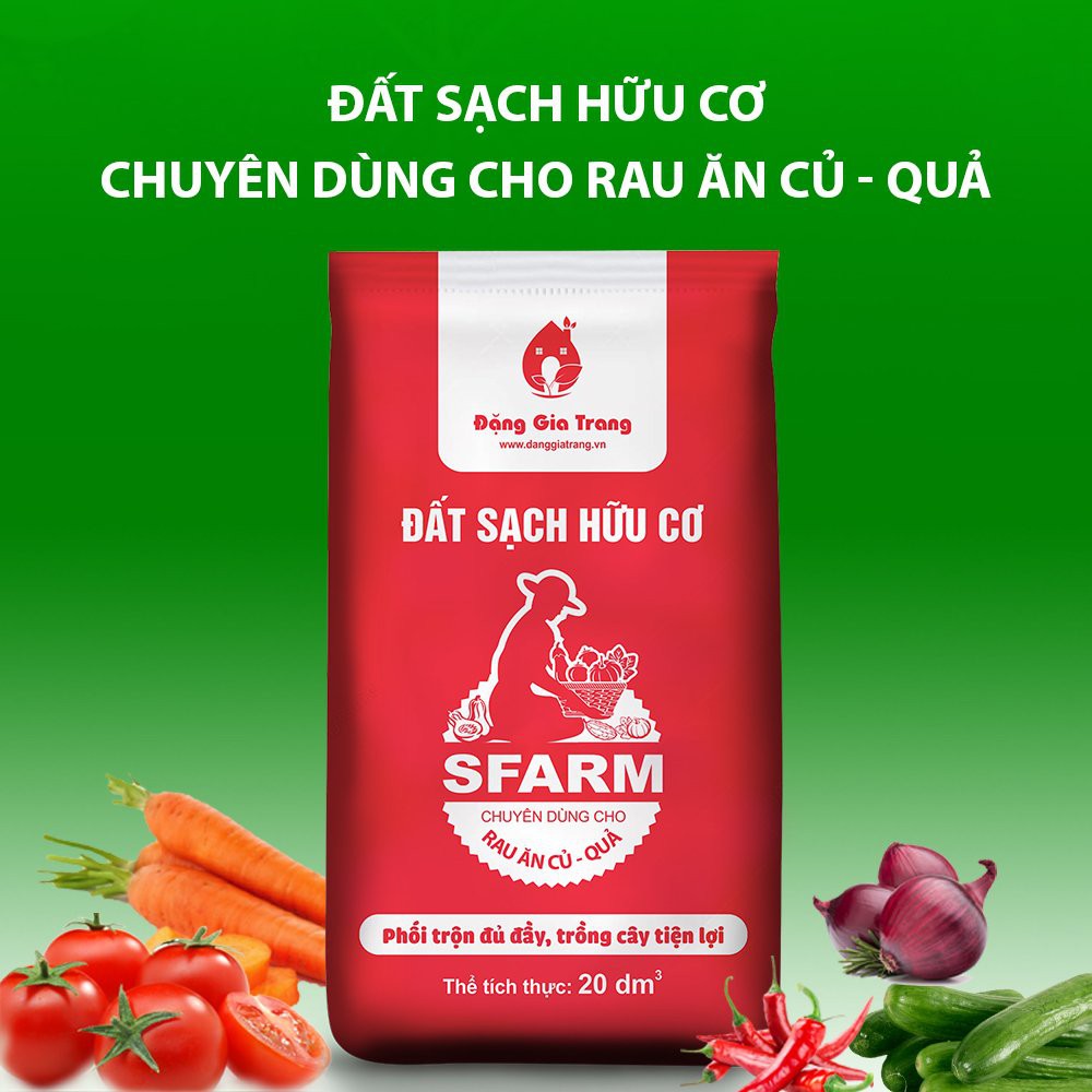 Đất hữu cơ Sfarm chuyên dùng cho rau ăn củ - quả - bao 20dm3