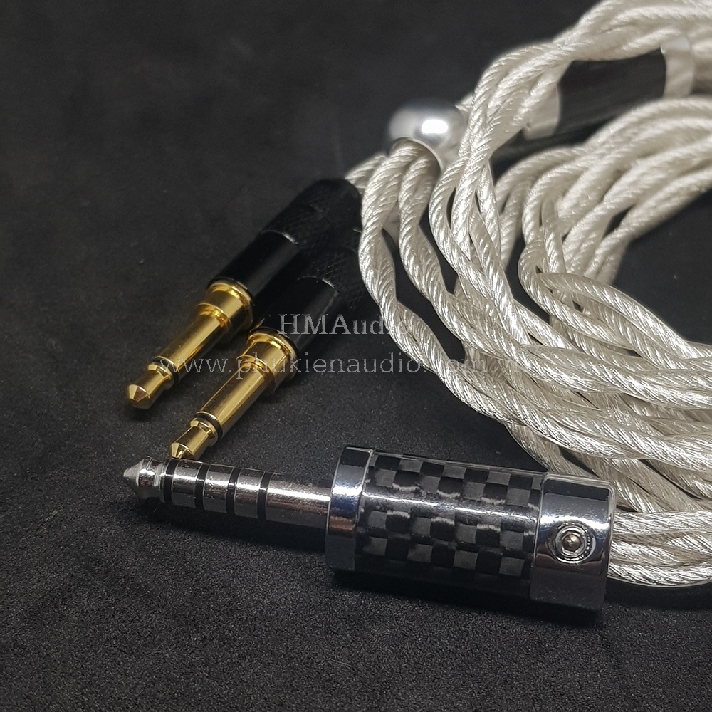Dây tai nghe đồng mạ bạc OFC 1.8mm tết 4 - Hifiman Dual 3.5mm