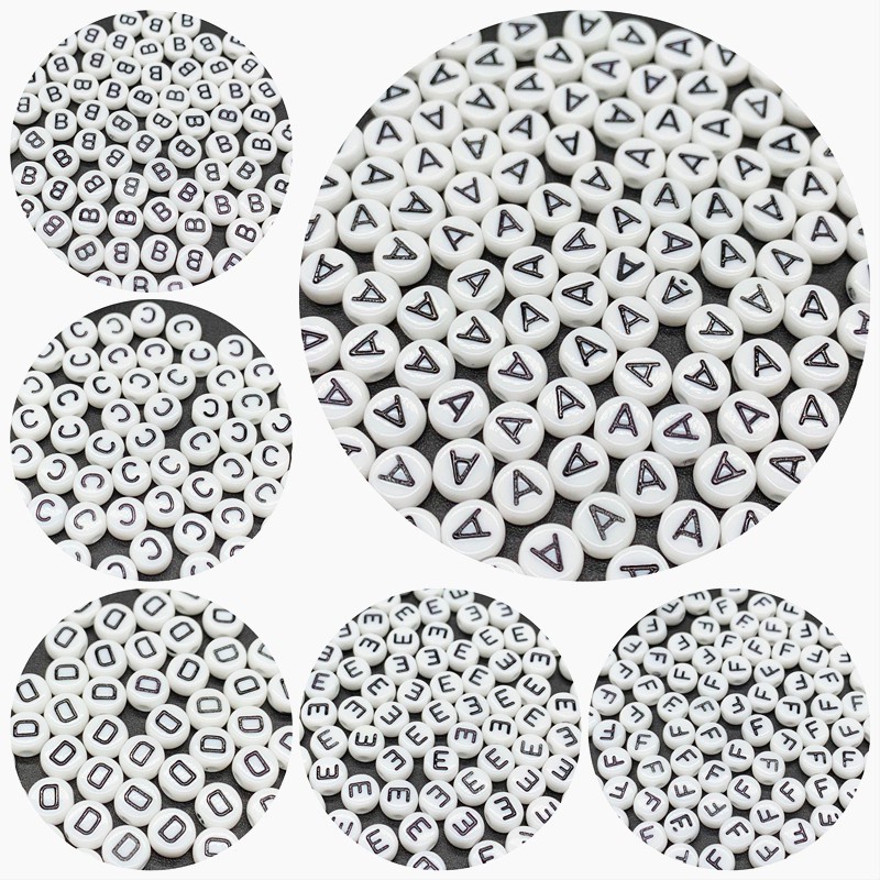 Set 100 Hạt Xỏ Lỗ Tròn Dẹt Hình Chữ Cái 4x7mmA-Z Dùng Để Làm Trang Sức Thủ Công