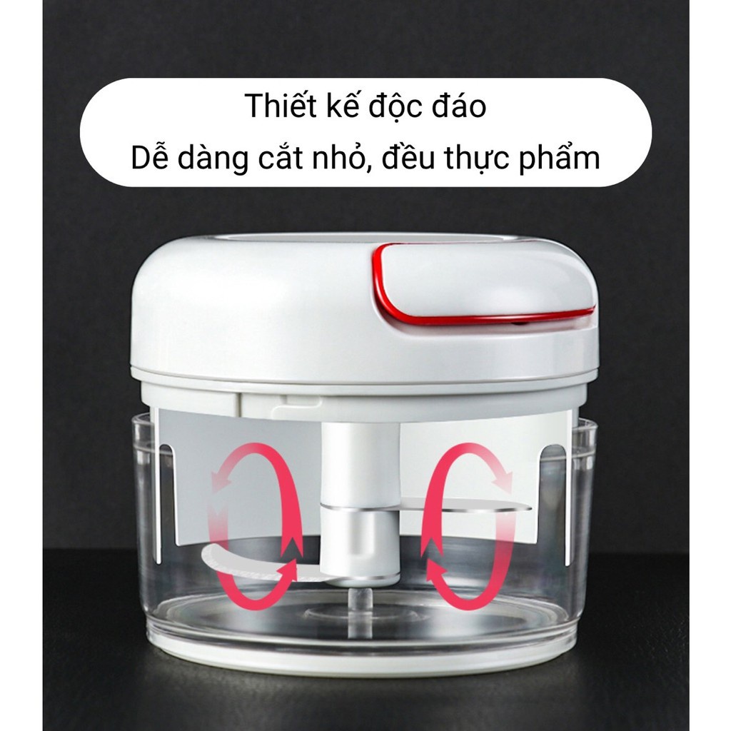 Dụng cụ xay tỏi ớt cầm tay đa năng, Máy xay tỏi KÉO TAY Mini, Xay tỏi mini