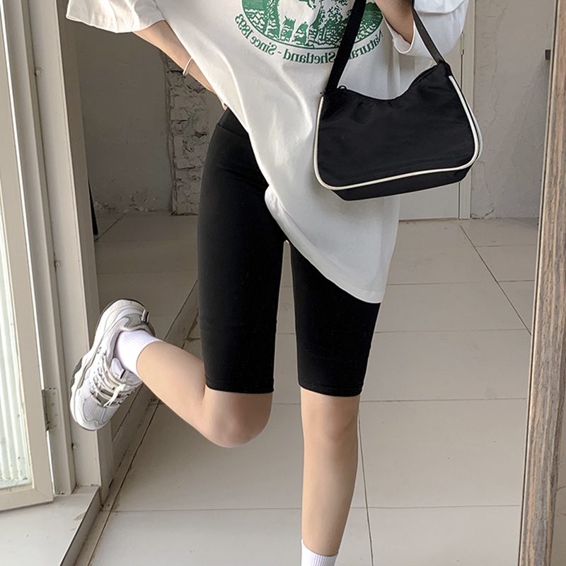 Quần Short Ôm Eo Cao Màu Đen Thời Trang Mùa Hè Cho Nữ Tập yoga