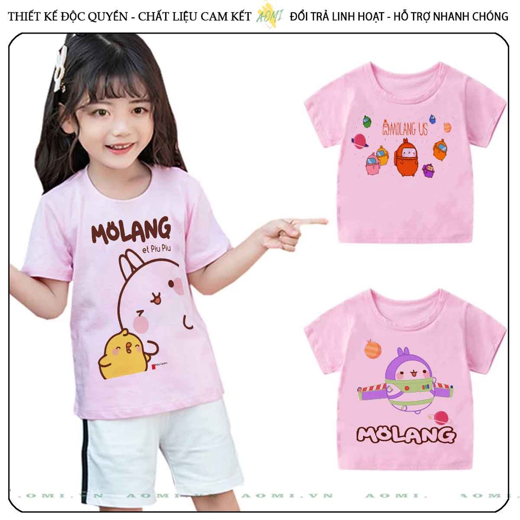 ÁO THUN friend molang vit thỏ cute UNISEX PHÔNG HỒNG TAY NGẮN NAM NỮ GIA ĐÌNH CẶP ĐÔI SIZE TRẺ EM BÉ TRAI GÁI AOMIVN
