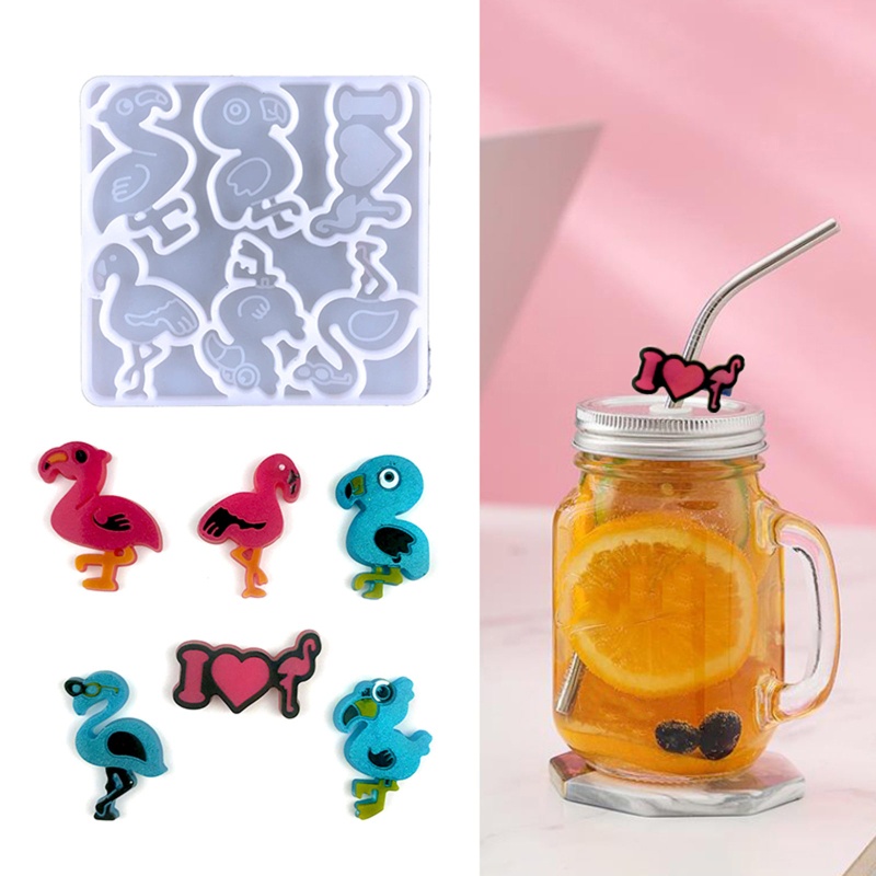 Khuôn Silicone Làm Ống Hút Hình Chim Hồng Hạc / Hoa Hướng Dương DIY