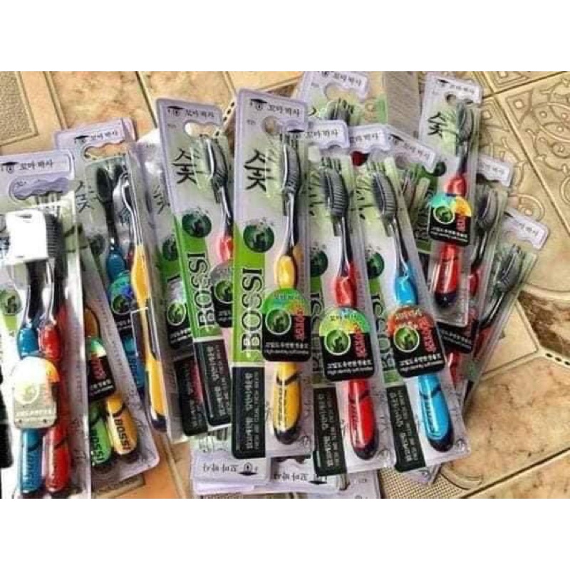 Free Ship - Bàn chải đánh răng than tre hoạt tính Bossi Hàn Quốc an toàn cho sức khỏe