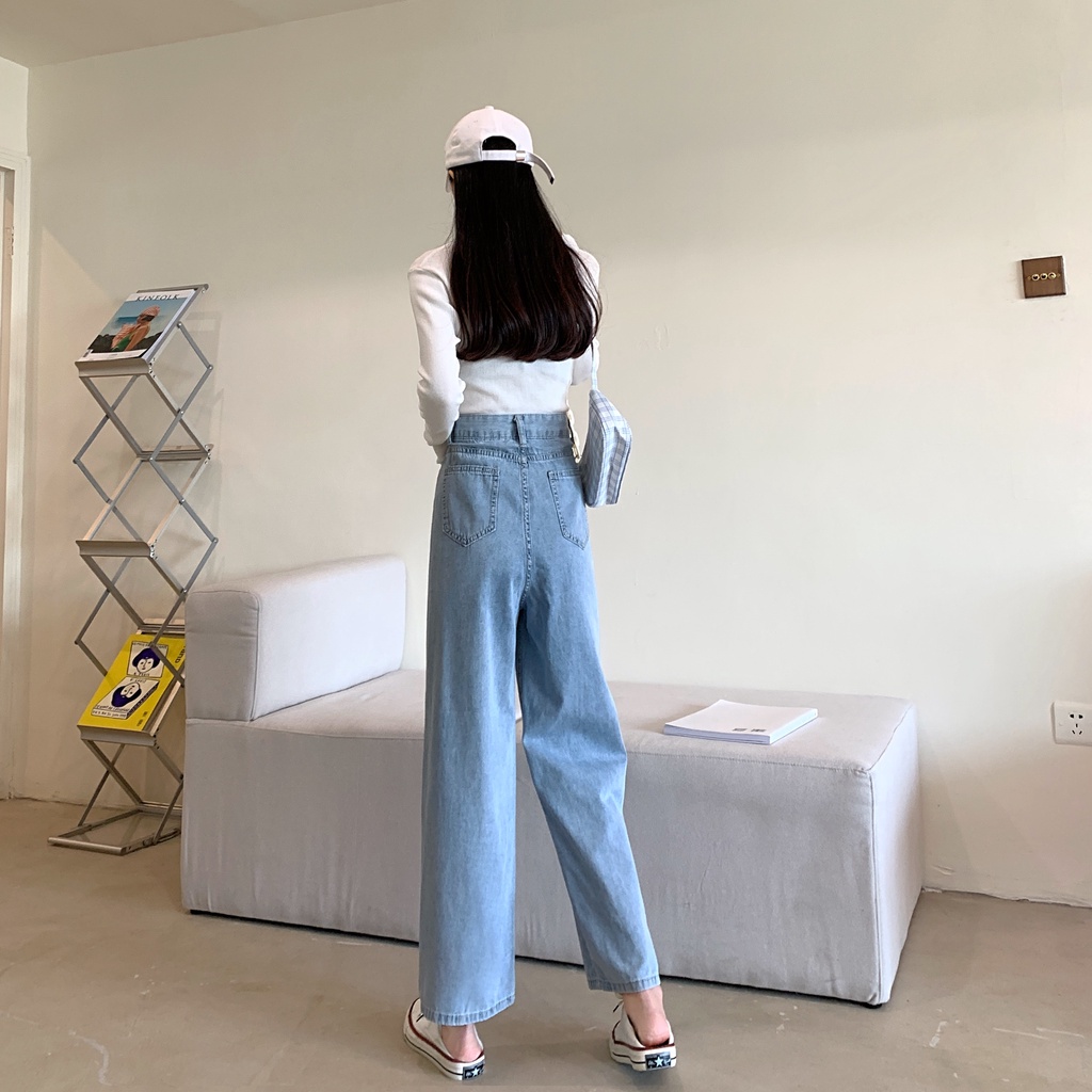 SUXI Quần jean lưng cao phong cách thời trang Hàn dành cho phái đẹp