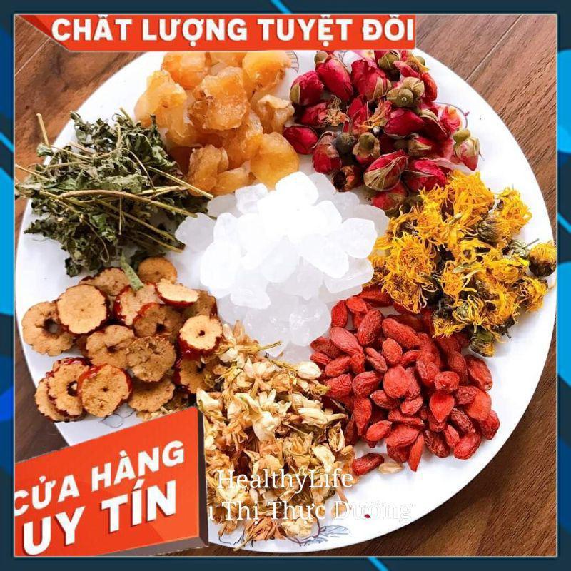 Trà dưỡng nhan 7 vị (gồm táo đỏ -kỳ tử -long nhãn - hoa cúc - hoa hồng - cỏ ngọt - hoa nhài)