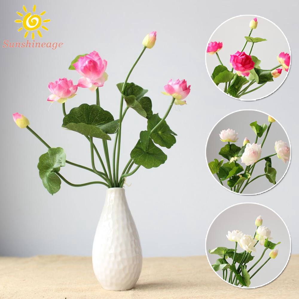Hoa sen giả mini cỡ 32cm dùng trang trí tiện dụng