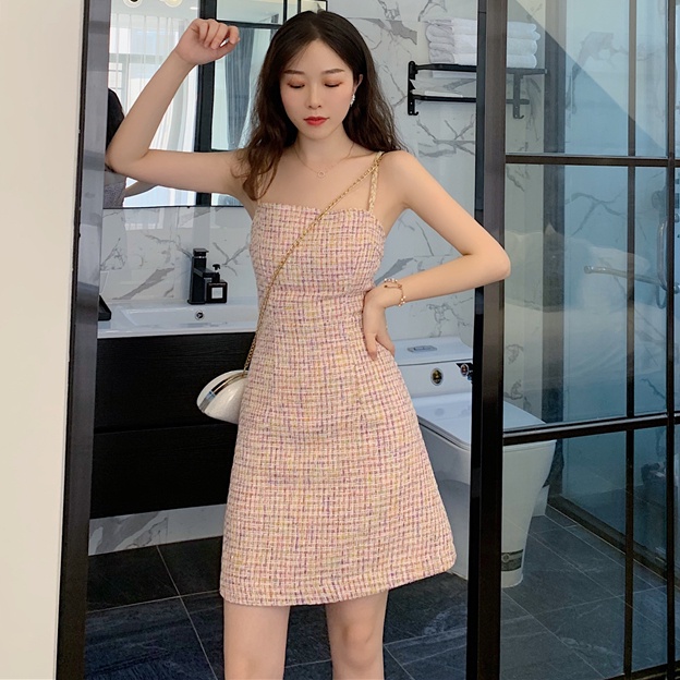 IELGY Đầm Ngắn Hai Dây Không Tay Thời Trang Mùa Hè Phong Cách Pháp Hàng Mới 2022 Dành Cho Bạn Nữ