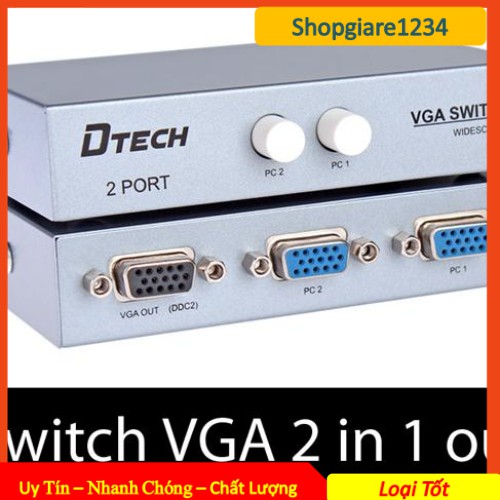 Bộ Chia VGA 2 vào 1 ra DTECH DT-7032. Hàng Chính Hãng