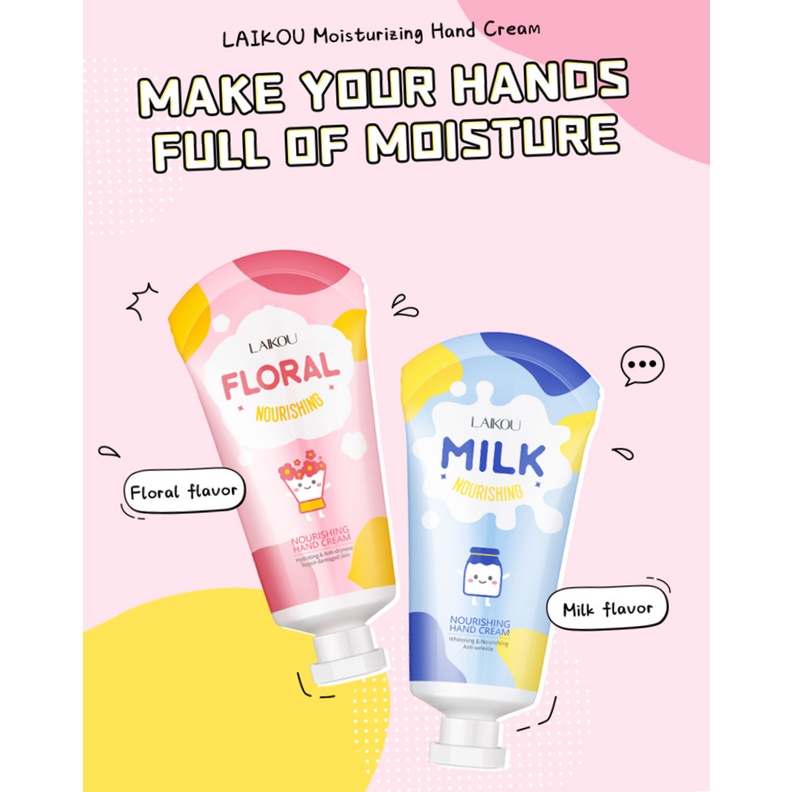 [Hàng mới về] Kem dưỡng da tay LAIKOU 50g chiết xuất sữa dưỡng ẩm và tái tạo da hiệu quả chất lượng cao Qipin
