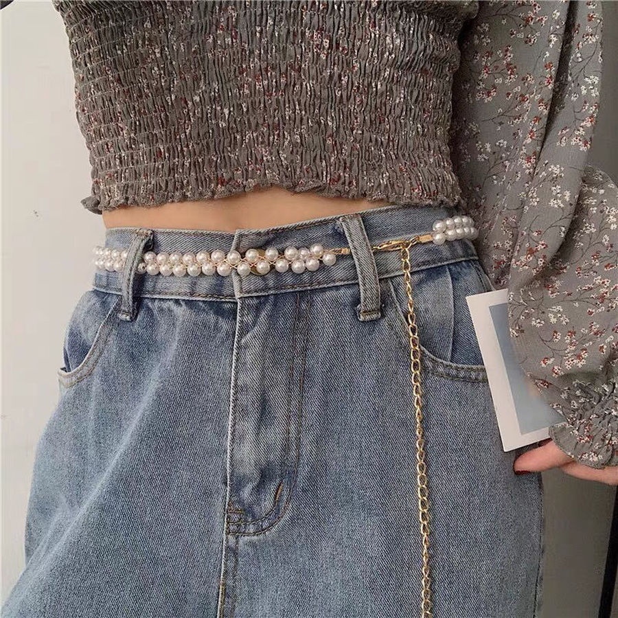 Thắt Lưng Chuỗi Hạt Ngọc Trai Phong Cách Hàn Quốc Cho Nữ