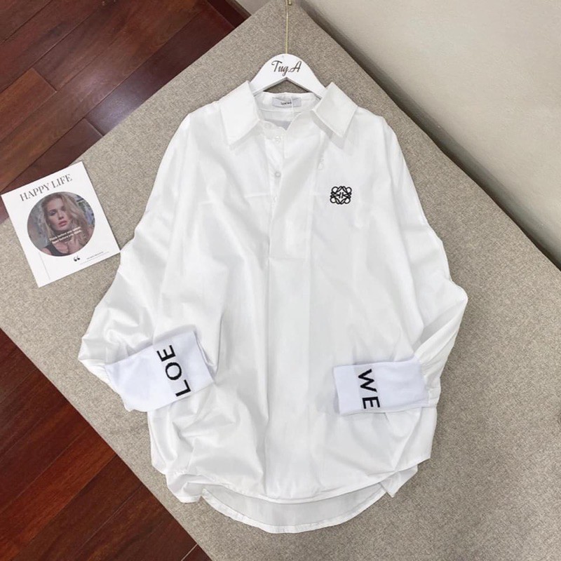 [Mã FASHIONHOT19 giảm 10K đơn bất kỳ] BÁN SỈ ÁO SƠ MI THÊU TAY BO LEN ĐEN TRẮNG CHO NỮ | BigBuy360 - bigbuy360.vn