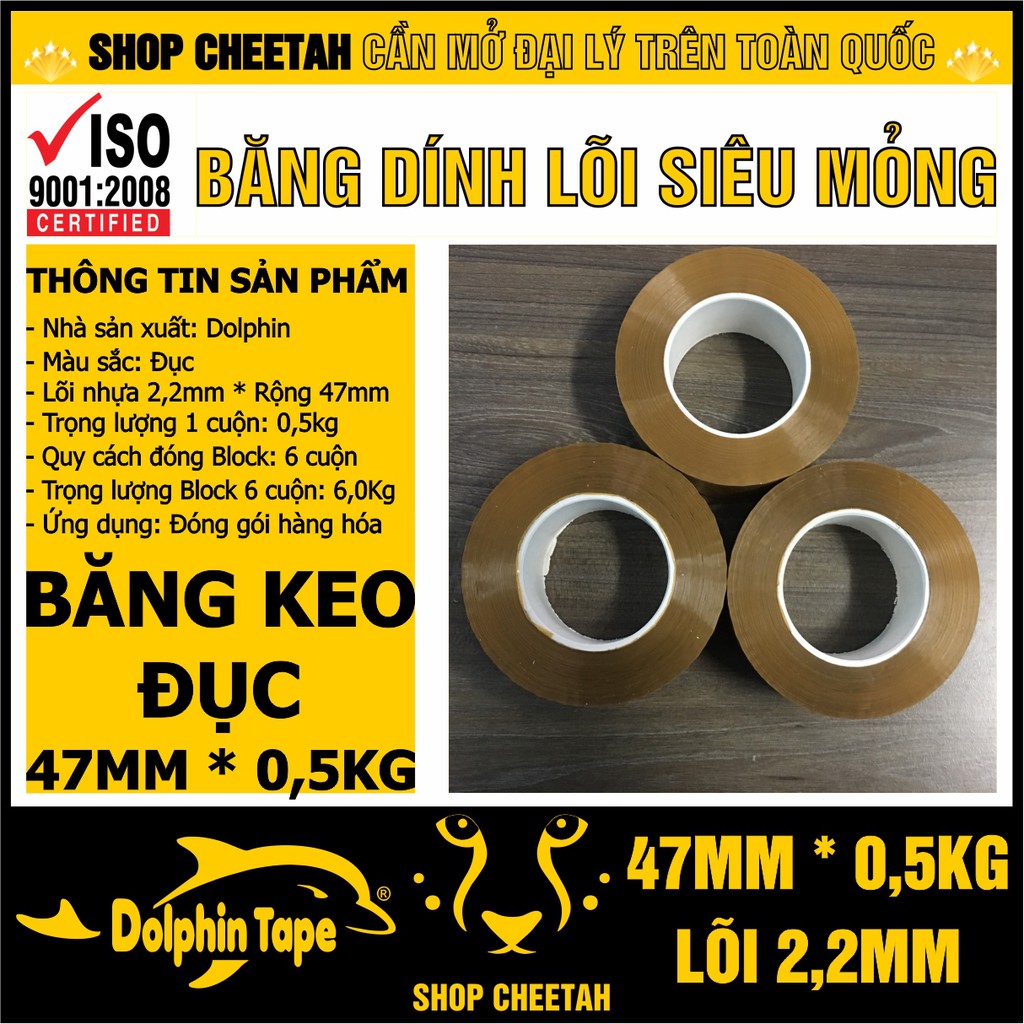 (Lõi 2,2mm x 0,5kg) Băng dính đục 0,5kg/cuộn – Màu đục - Lõi nhựa siêu mỏng 2,2mm – Siêu dai và dính