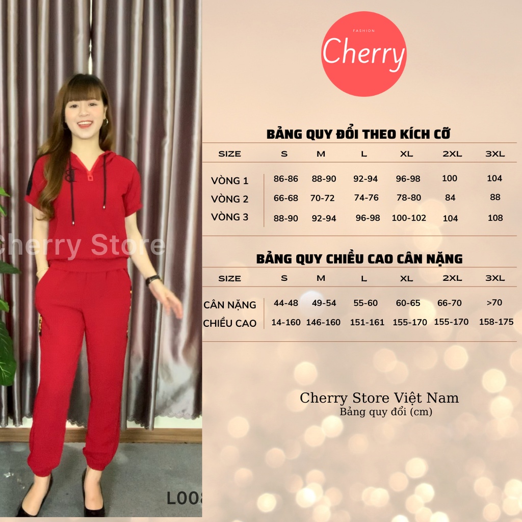Bộ đũi nữ mặc nhà thể thao đi chơi CHERRY đồ bộ nữ đẹp chất đũi xịn mặc thoáng mát dễ chịu L008