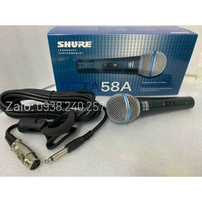 Micro có dây shure BETA 58A kèm dây cho micro, hát nhẹ, hút âm - shure beta58a - shure beta58