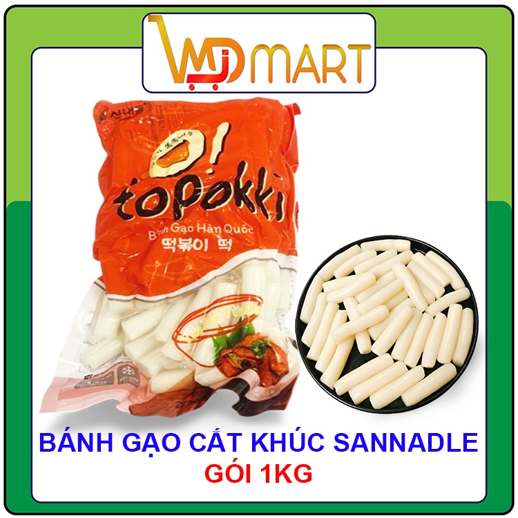 Bánh gạo hàn quốc tokbokki cắt khúc Sanadle Hàn Quốc gói 1kg