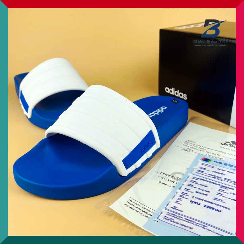 Dép nam Adidas dép nam quai ngang mẫu mới nhất 3 màu thời trang quai cao su cực mềm form ôm chân full BILL - Box