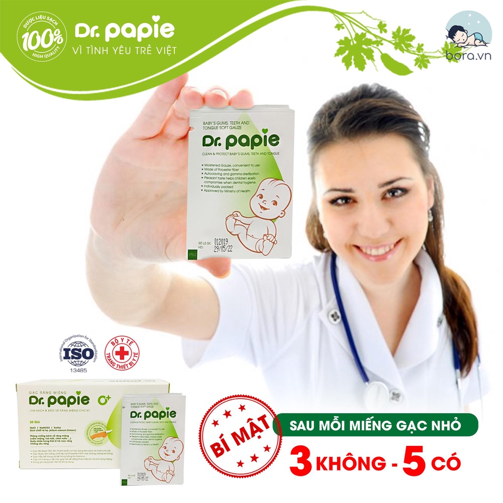 Gạc rơ lưỡi Dr Papie chính hãng, hộp 30 gói