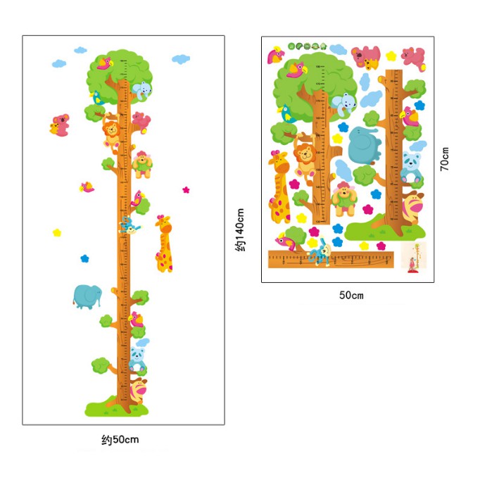 Decal thước đo cây xanh và thú