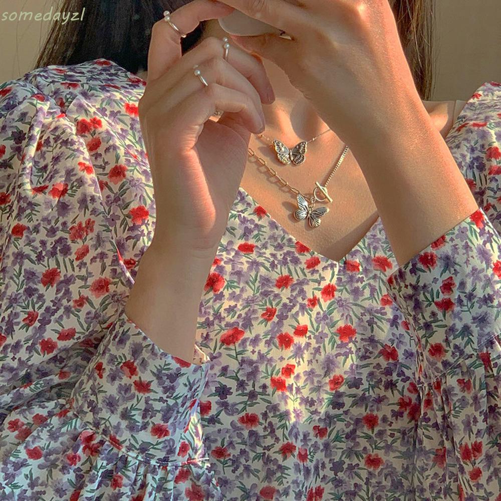 OT vòng cổ Hợp Kim Hình Bướm Đính Ngọc Trai Xinh Xắn Cho Nữ