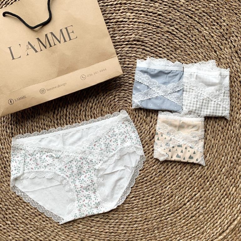 Quần lót bầu và sau sinh Hoa Nhí, set gồm 4 chiếc, chất cotton thông khí thoáng mát by LAMME