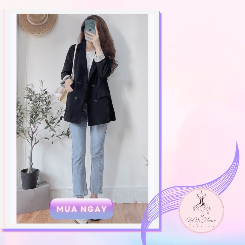 Áo blazer dài tay - Áo blazer 2 lớp dày dặn trơn - Áo vest Hàn Quốc