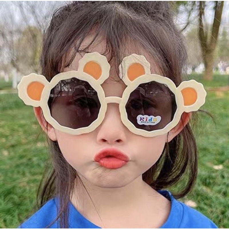 Kính Mát Chống Nắng Hình Tai Gấu Dễ Thương Cho Bé Gái