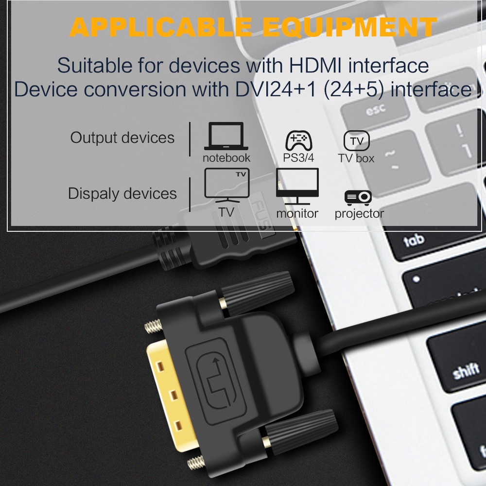 1080P 3D HDMI to DVI HDMI DVI-D Cable 24 + 1 Pin Adapter Cable for LCD DVD HDTV XBOX High Speed DVI to HDMI Cable 1M 2M 3M 5M