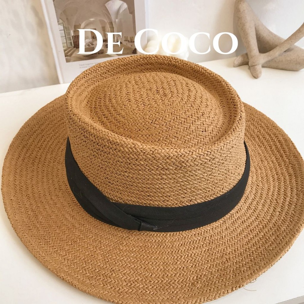 Mũ DECOCO ACC Panama, Gaucho Vintage cói gắn duy băng xếp nếp