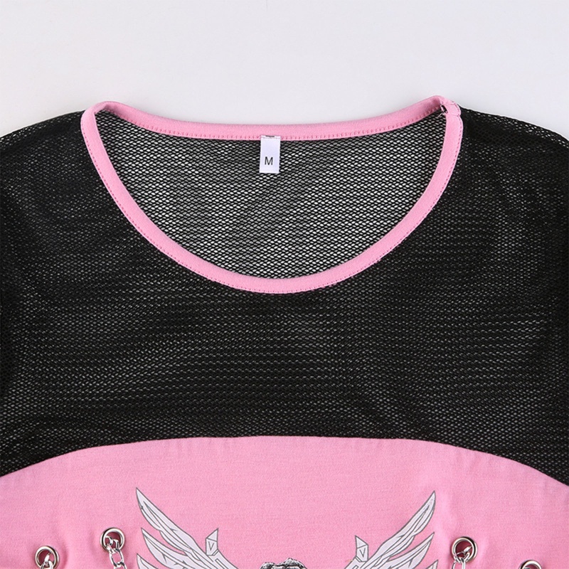 Áo Croptop Tay Dài Phối Dây Xích Kim Loại Hình Cánh Thiên Thần Cho Nữ