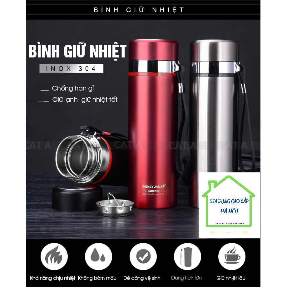 BÌNH GIỮ NHIỆT INOX304 Không gỉ 1000ml [Hàng loại 1] giữ nhiệt tốt, không bị mùi.