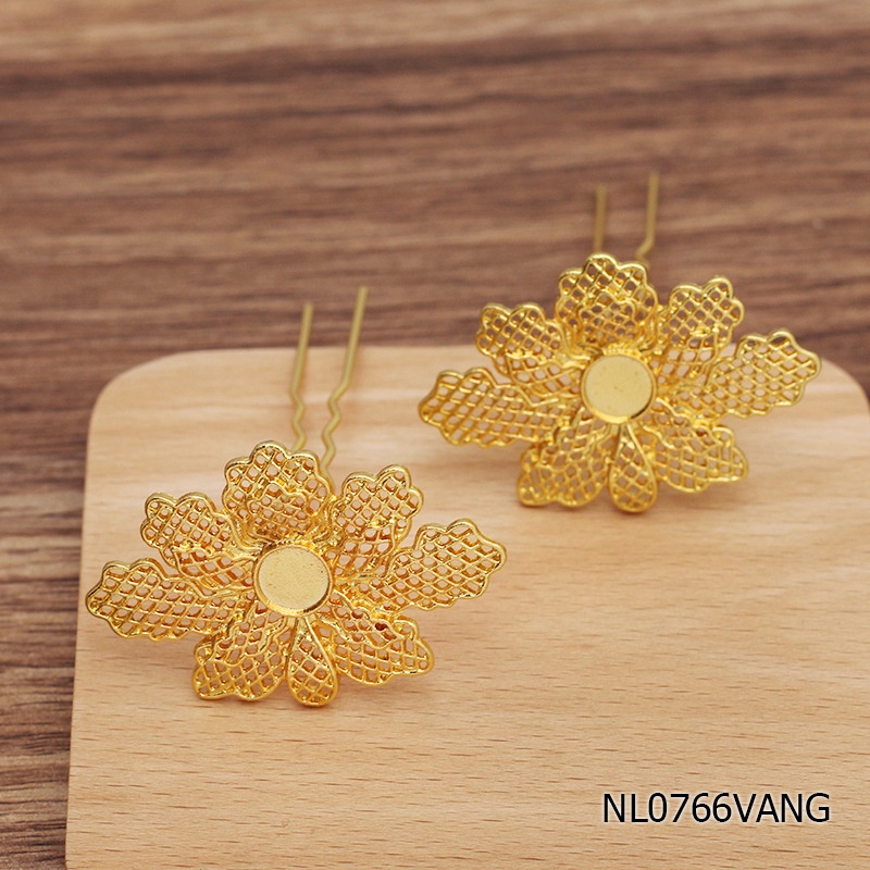 1 cán trâm họa tiết hoa mẫu đơn 50*33mm nguyên liệu làm trâm, làm trang sức