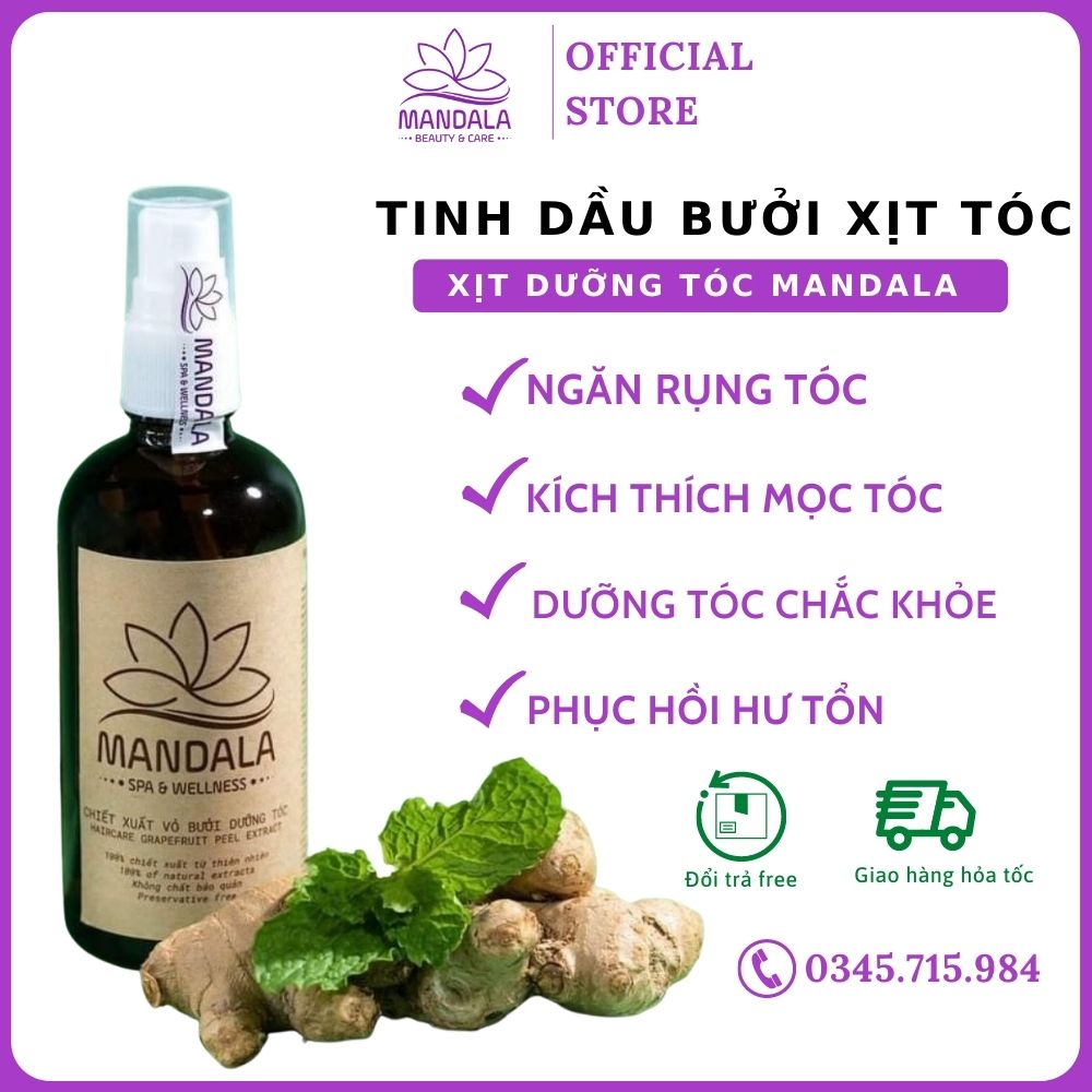 Tinh dầu bưởi xịt dưỡng tóc tinh dầu bưởi mandala 100ml chống rụng kích mọc tóc chính hãng